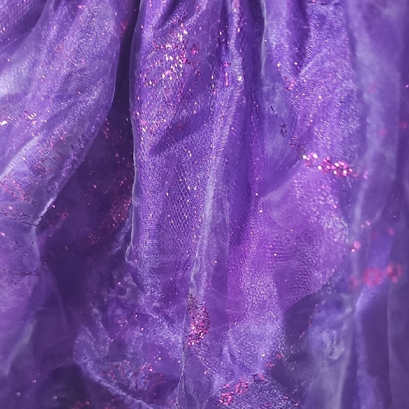 Girls Purple One-Shoulder Dress With Tulle Skirt Sequins & Glitter Size S/M - Picture 3 of 6